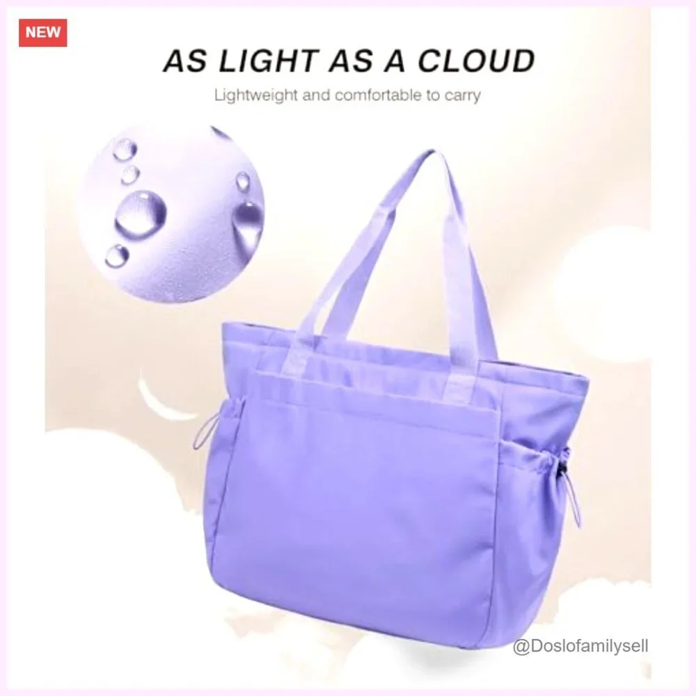 Large Lightweight Tote Bag with Zipper Compartments for Work Travel Gym